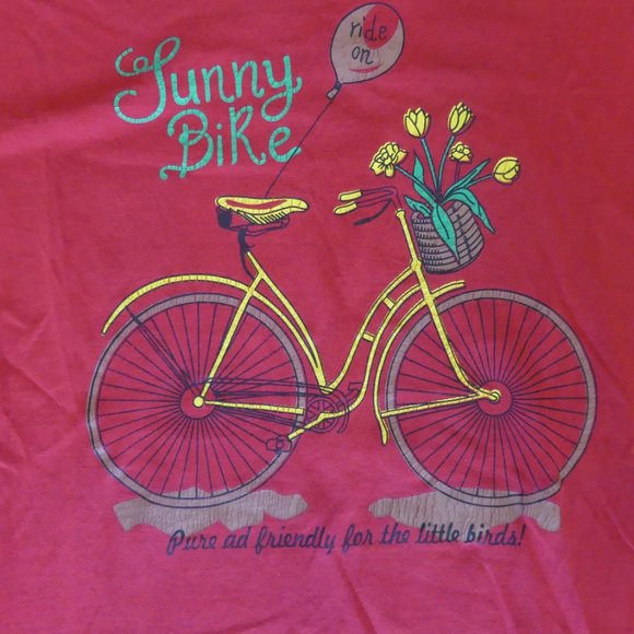 Funny Bike Ride On Red Women's Medium T-Shirt - Picture 2 of 4